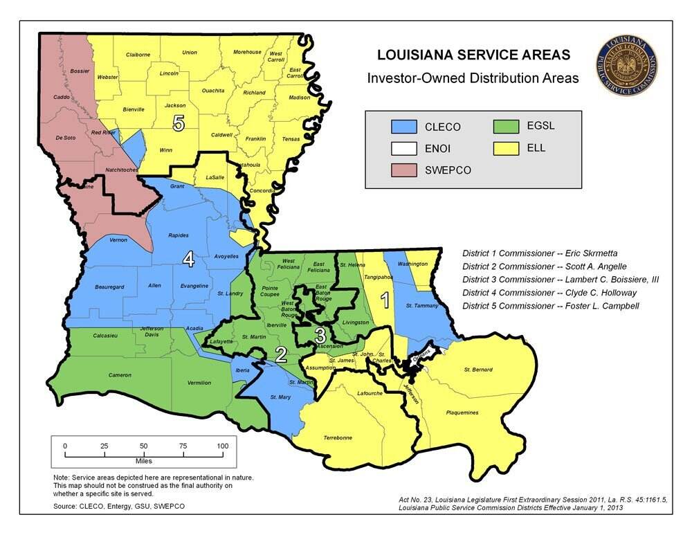 Louisiana Service Areas Graphic