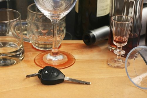 Alcohol glasses and car keys