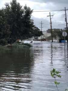 Flooded street because of Hurricane Ida.