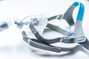 closeup of cpap mask on a white background