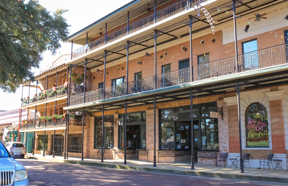 a restaurant in a historic building along the river in Natchitoches, Louisiana